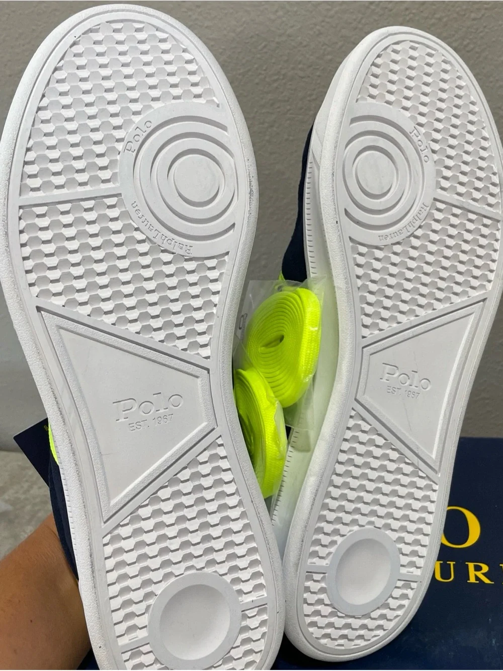 Polo by Ralph Lauren Navy with Neon Yellow Accent Low-Top Sneaker